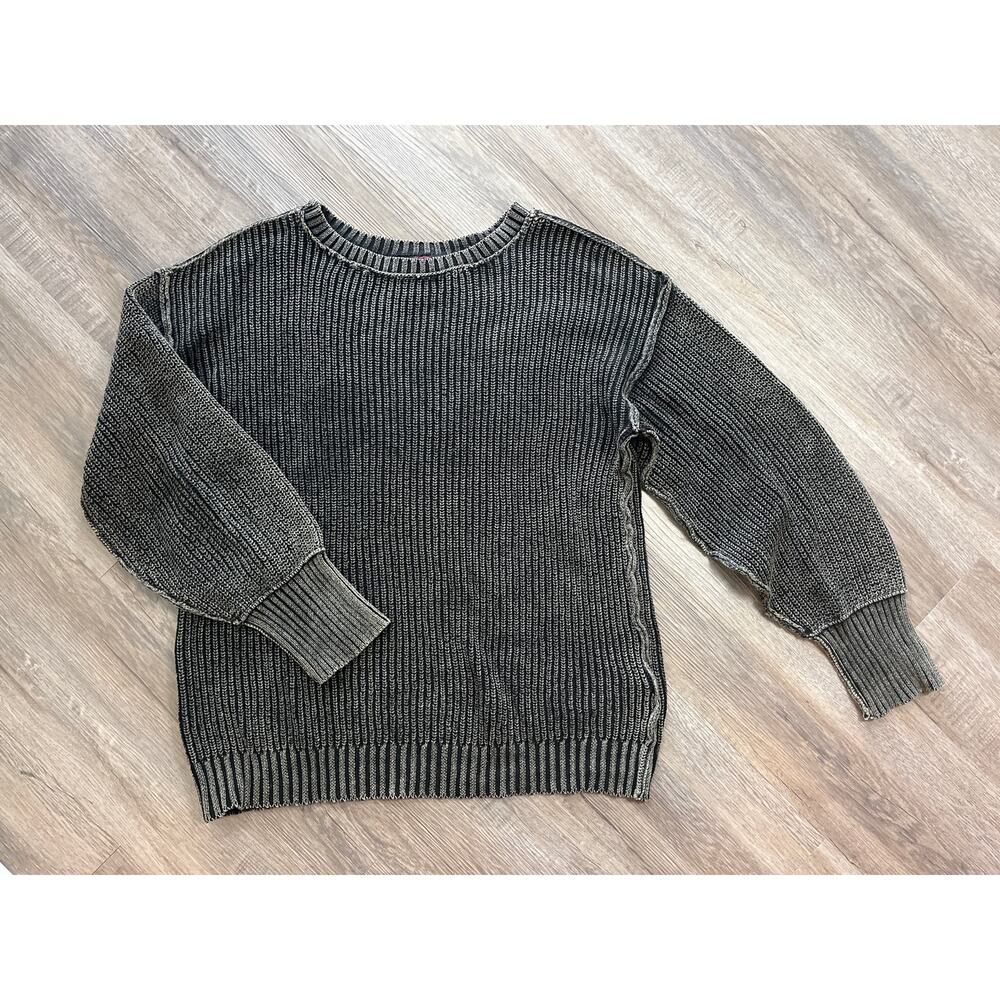 Rock & Roll Denim Cowgirl Reversible Rib Knit Sweater GUC Black Large BW32T05215